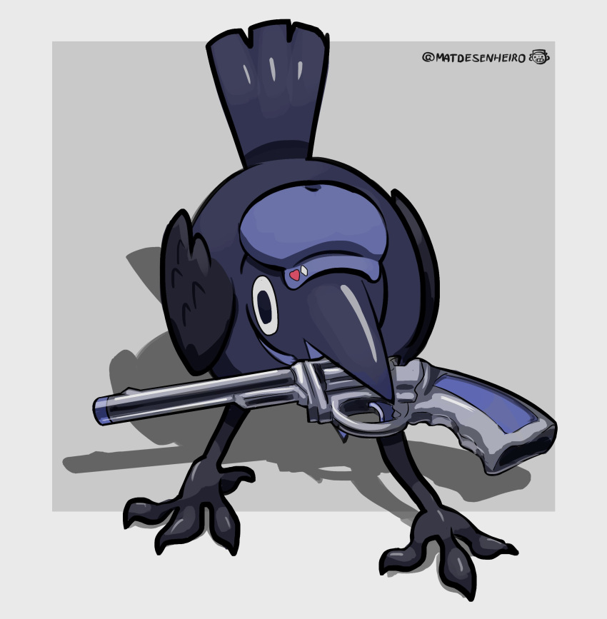 absurdres, animal_focus, animalization, bird, blue_hat, canuck_the_crow, crow, diamond_(shape)