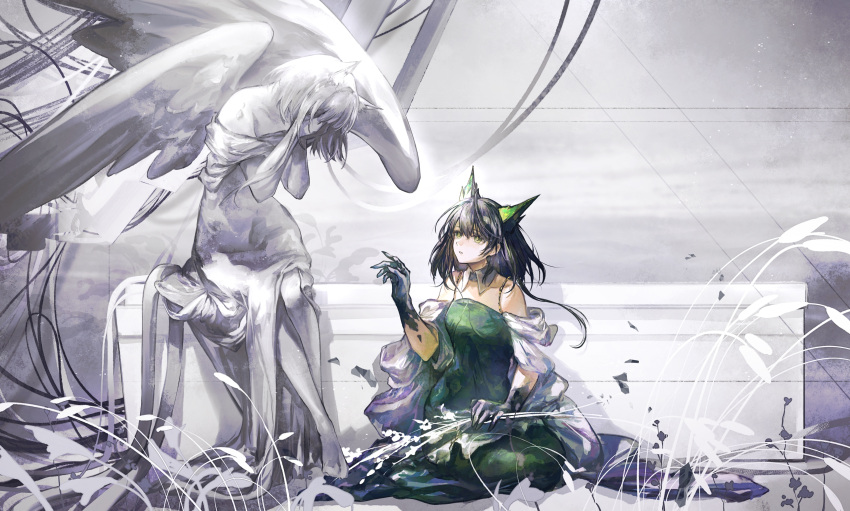 1girl, absurdres, animal_ears, arknights, black_hair, cat_ears, cat_girl, chinese_commentary
