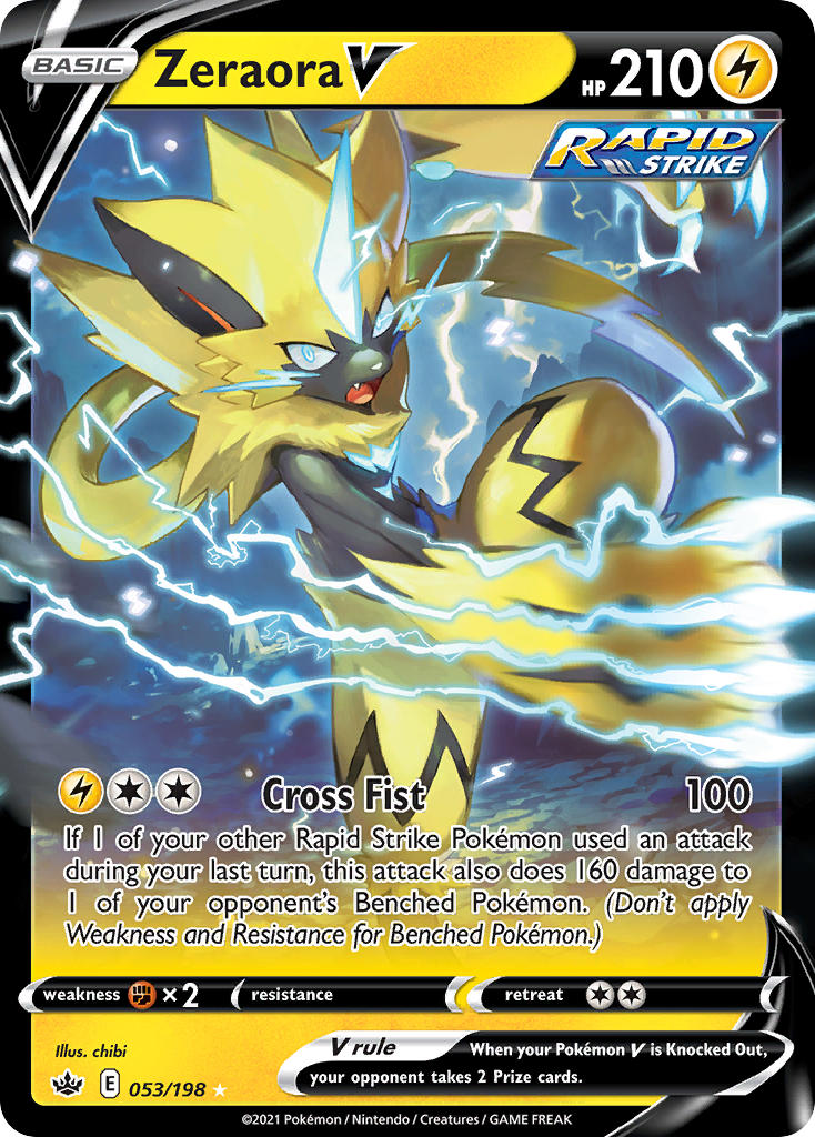 artist_name, card_(medium), character_name, chibi_(shimon), claws, company_name, copyright_name, copyright_notice, electricity, english_text, fangs, glowing, glowing_claws, glowing_eyes, official_art, open_mouth, pokemon, pokemon_(creature), pokemon_card, pokemon_focus, pokemon_tcg, slashing, third-party_source, trading_card, zeraora