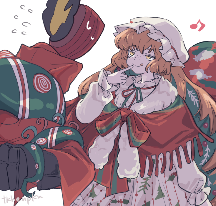 1girl, 1other, coat, dante_(limbus_company), fire, flaming_head, ishmael_(project_moon), limbus_company