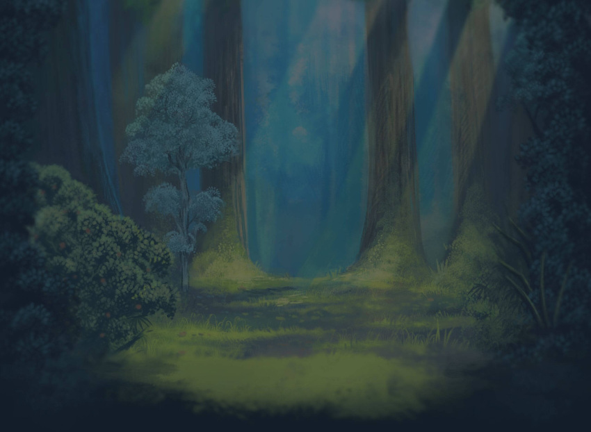 bush, david_revoy, forest, grass, highres, leaf, light_rays, nature