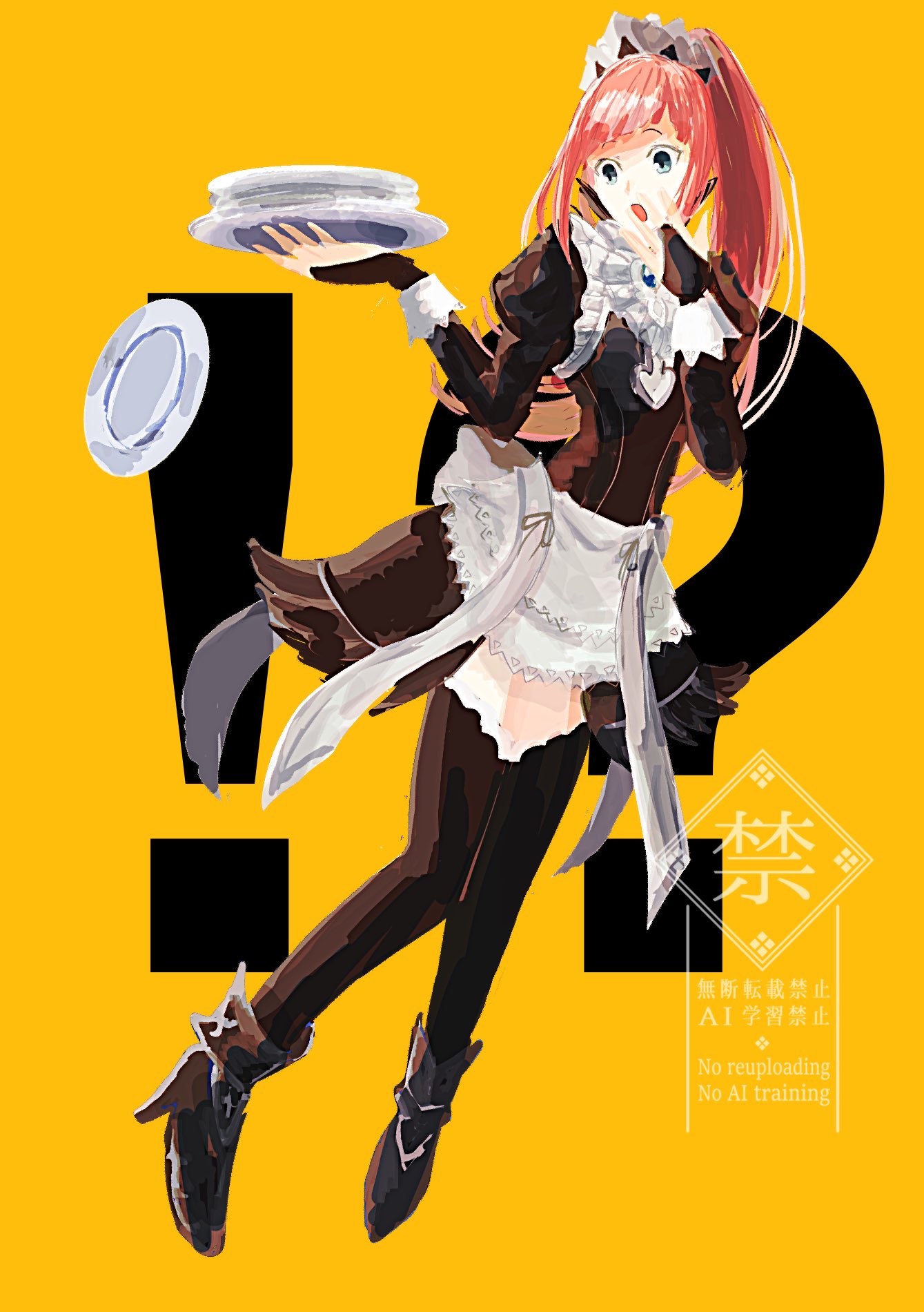 !?, 1girl, aoyoru_(bazaaku), apron, feather_trim, felicia_(fire_emblem), fire_emblem, fire_emblem_fates
