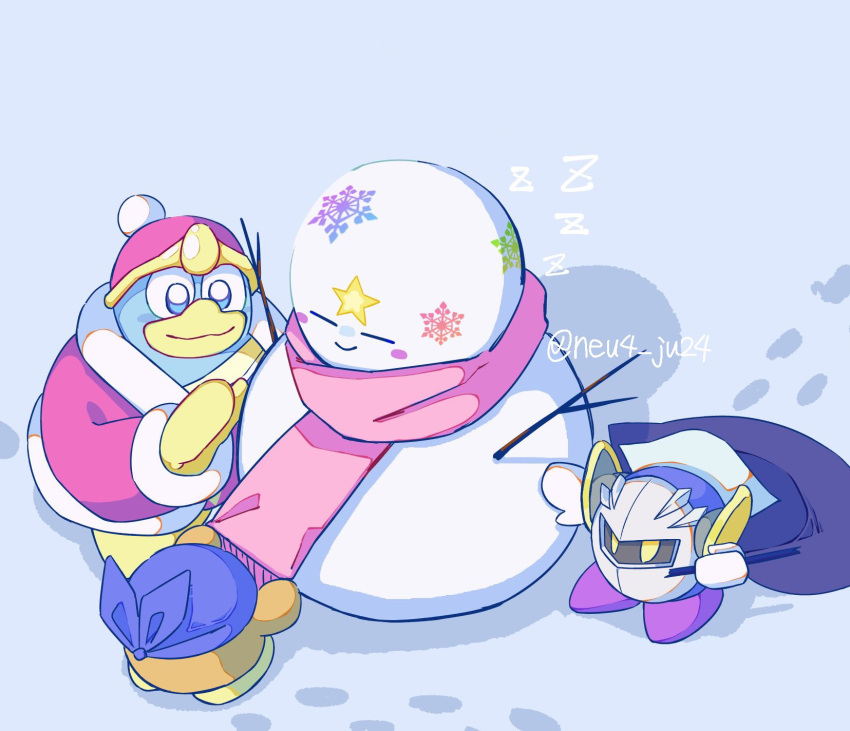 bandana_waddle_dee, closed_eyes, closed_mouth, deinset, detexted, highres, ice_kirby, king_dedede