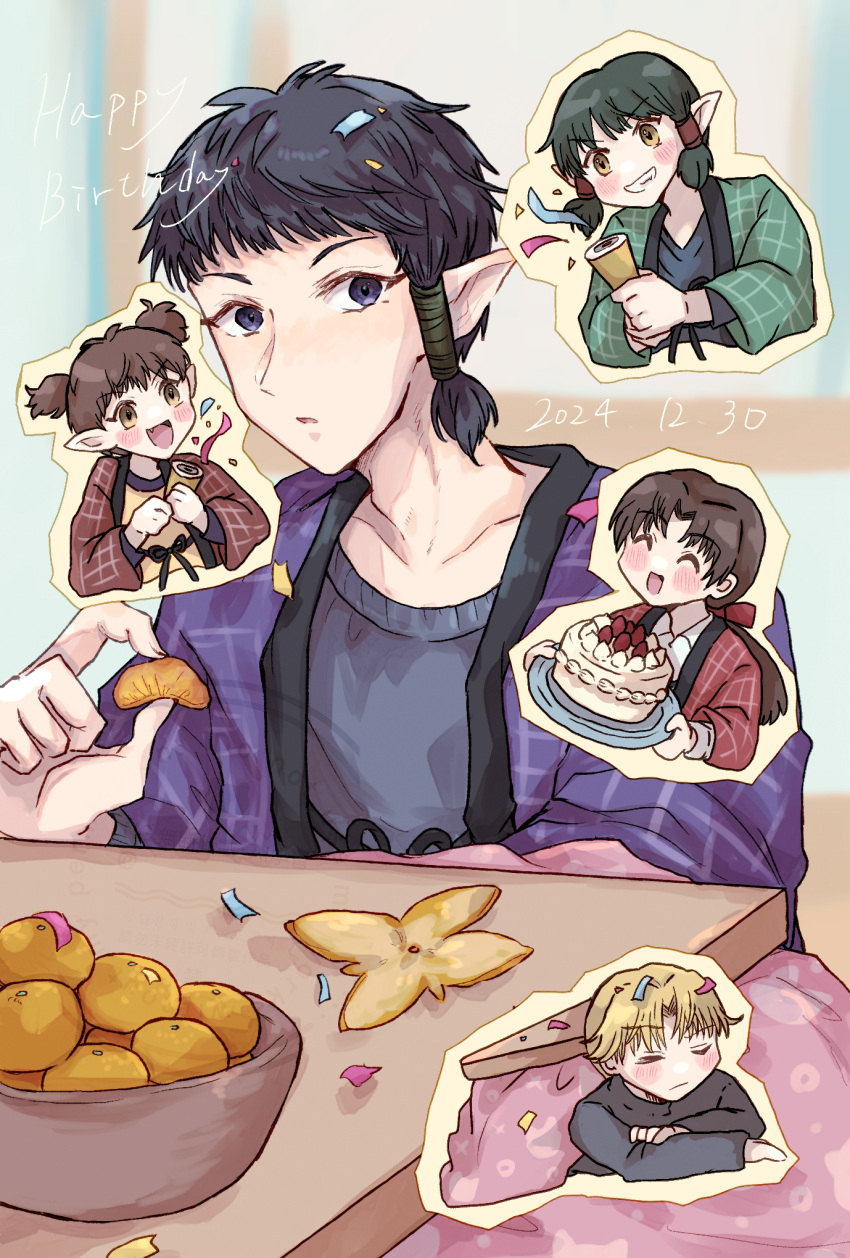 5boys, akasaka_keiichirou, birthday, black_hair, blonde_hair, blueskytake, bowl, brown_hair
