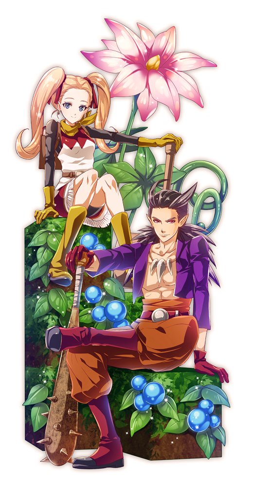 1boy, 1girl, belt, berry, bike_shorts, bike_shorts_under_skirt, black_shirt, black_shorts