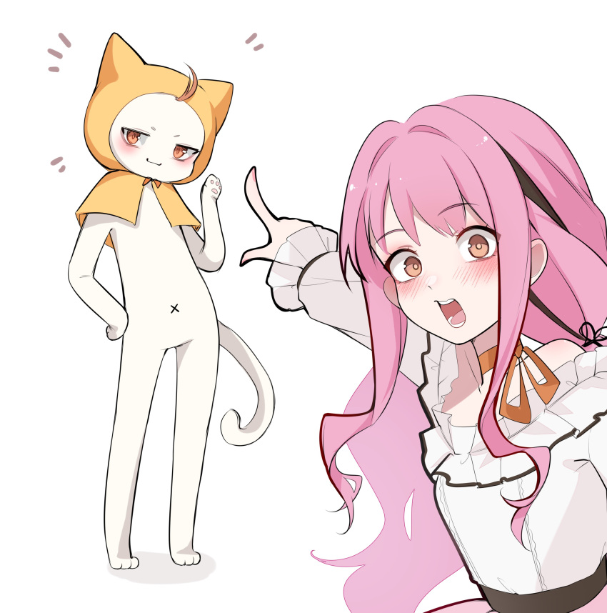 1girl, :3, absurdres, ahoge, animal, bare_shoulders, belt, black_belt