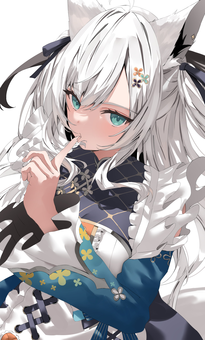 1girl, absurdres, ahoge, animal_ear_fluff, animal_ears, apron, blush, braid