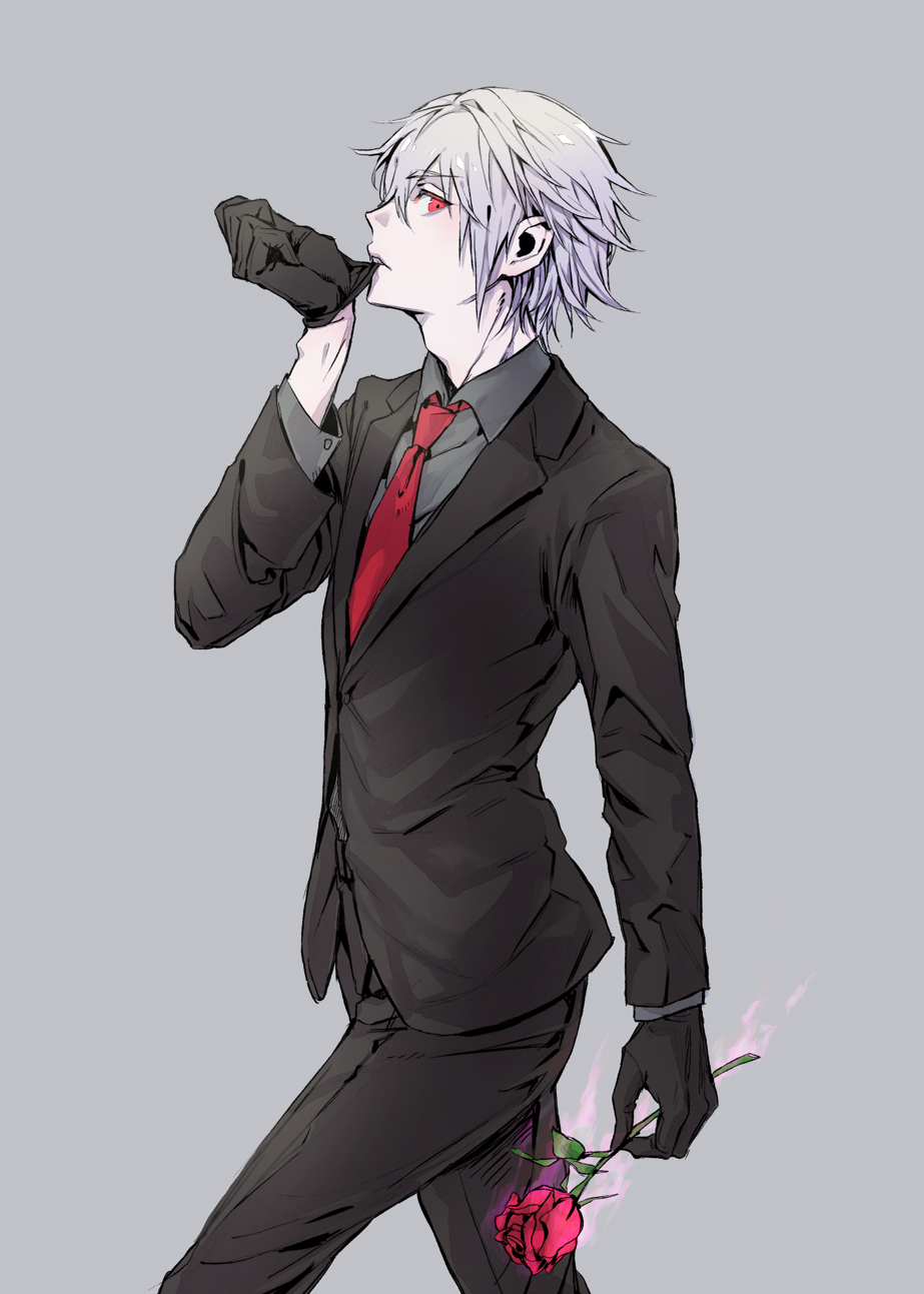 1boy, alternate_costume, biting, biting_glove, black_gloves, black_jacket, black_pants, black_shirt