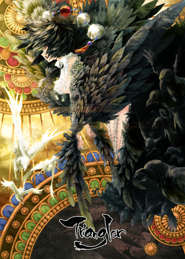 9ji, black_hair, feathers, hat, red_eyes, shameimaru_aya, short_hair, solo