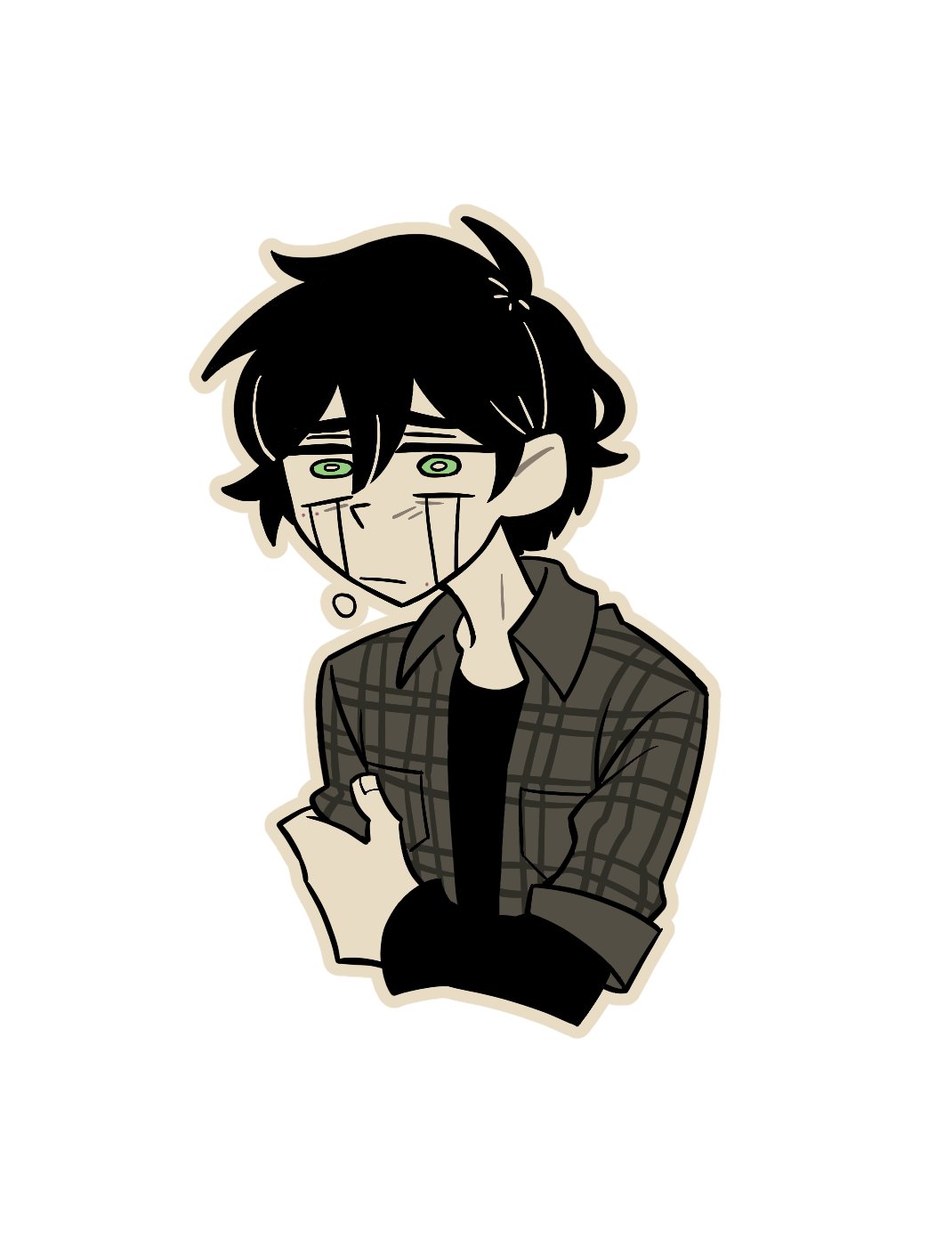 1boy, andrew_graves, basilcopperhand, black_hair, black_shirt, bright_pupils, collared_shirt, crying