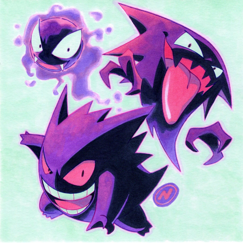 :d, artist_logo, black_eyes, claws, colored_sclera, evil_grin, evil_smile, evolutionary_line