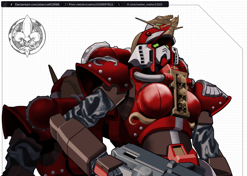 2girls, absurdres, adepta_sororitas, armor, artist_logo, boobplate, brown_armor, crossover