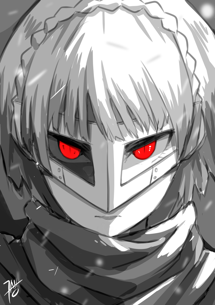 braid, crown_braid, looking_at_viewer, monochrome, nathan_stefv, niijima_makoto, partially_colored, persona