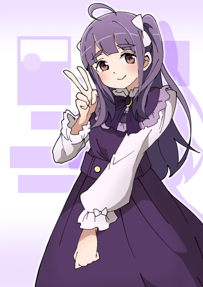 1girl, 3nu_m, absurdres, ahoge, blunt_bangs, blush, brown_eyes, chofu_noriko