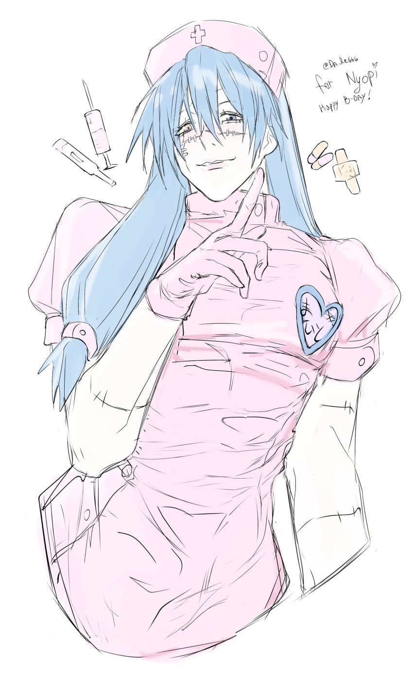 1boy, absurdres, blue_eyes, blue_hair, cursed_spirit_(jujutsu_kaisen), da_re666, gloves, hair_between_eyes