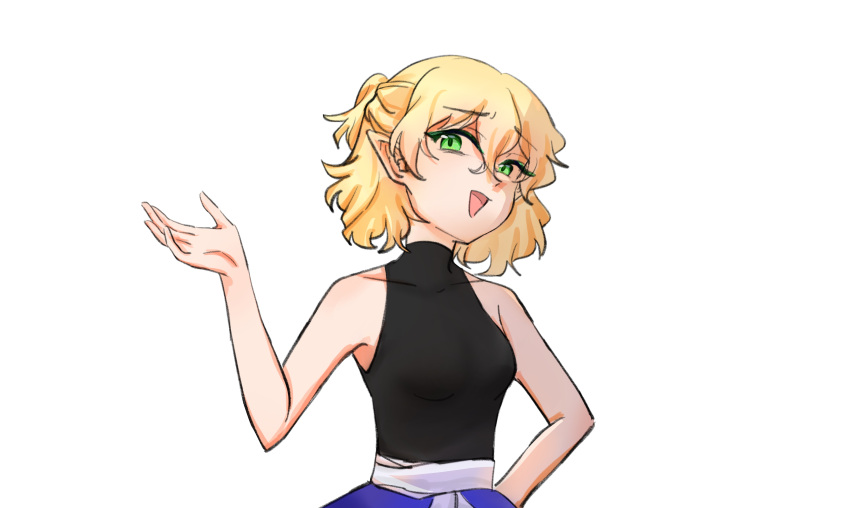 1girl, :d, absurdres, bags_under_eyes, blonde_hair, blush, breasts, fixer_(xfsl45hm4u5wkw4)