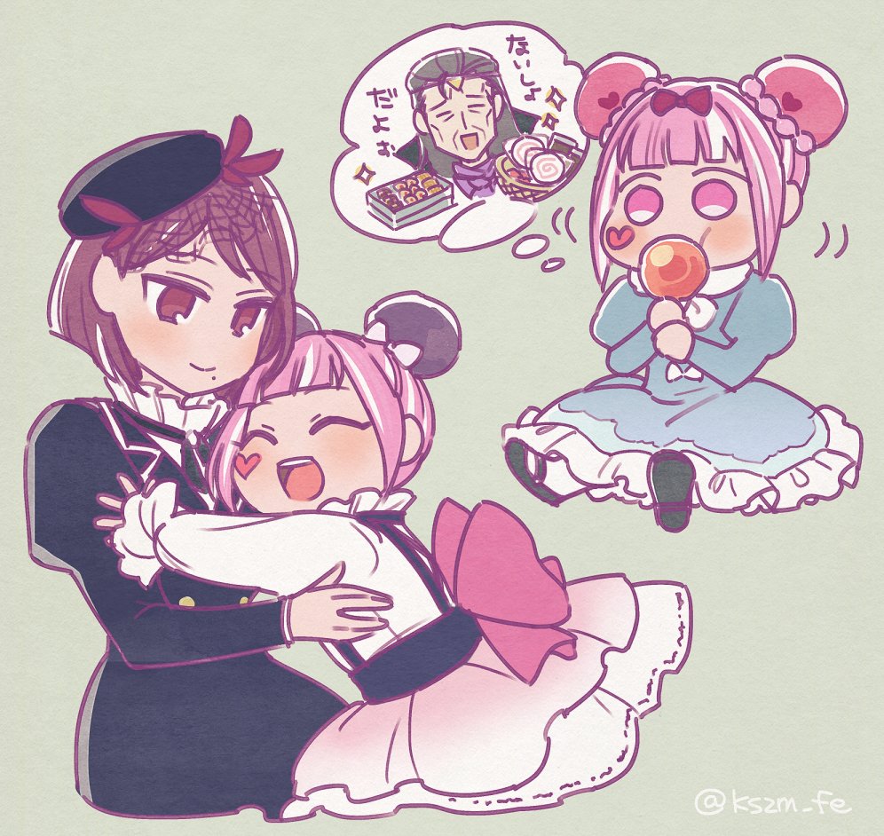 2girls, aged_down, dress, fire_emblem, fire_emblem_engage, hortensia_(fire_emblem), hyacinth_(fire_emblem), ivy_(fire_emblem)