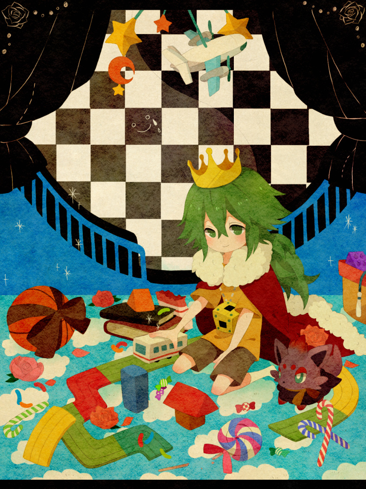 atori12, ball, candy, crown, green_hair, lollipop, male, n's_room