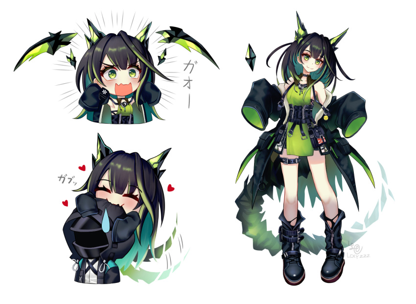 1girl, 1other, ambiguous_gender, arknights, bare_shoulders, biting_another's_head, black_hair, black_shoes