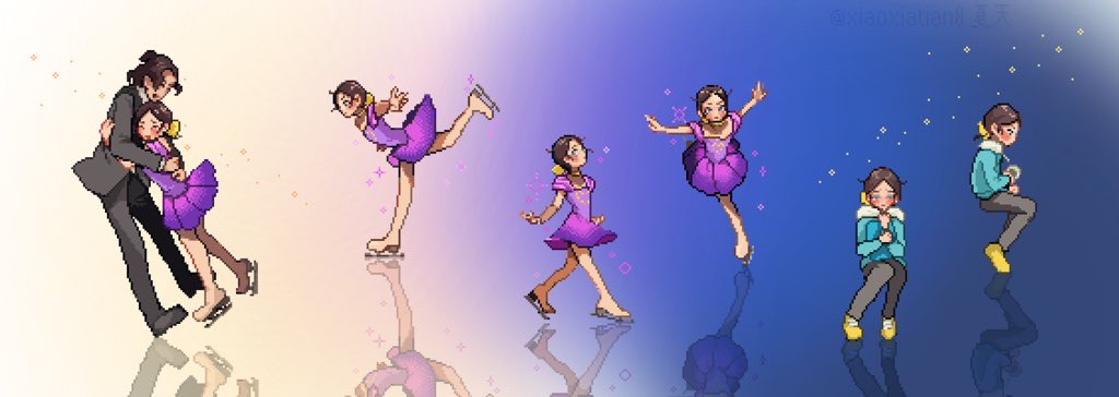 1boy, 1girl, black_pants, black_shoes, blue_coat, blush, bow, brown_hair