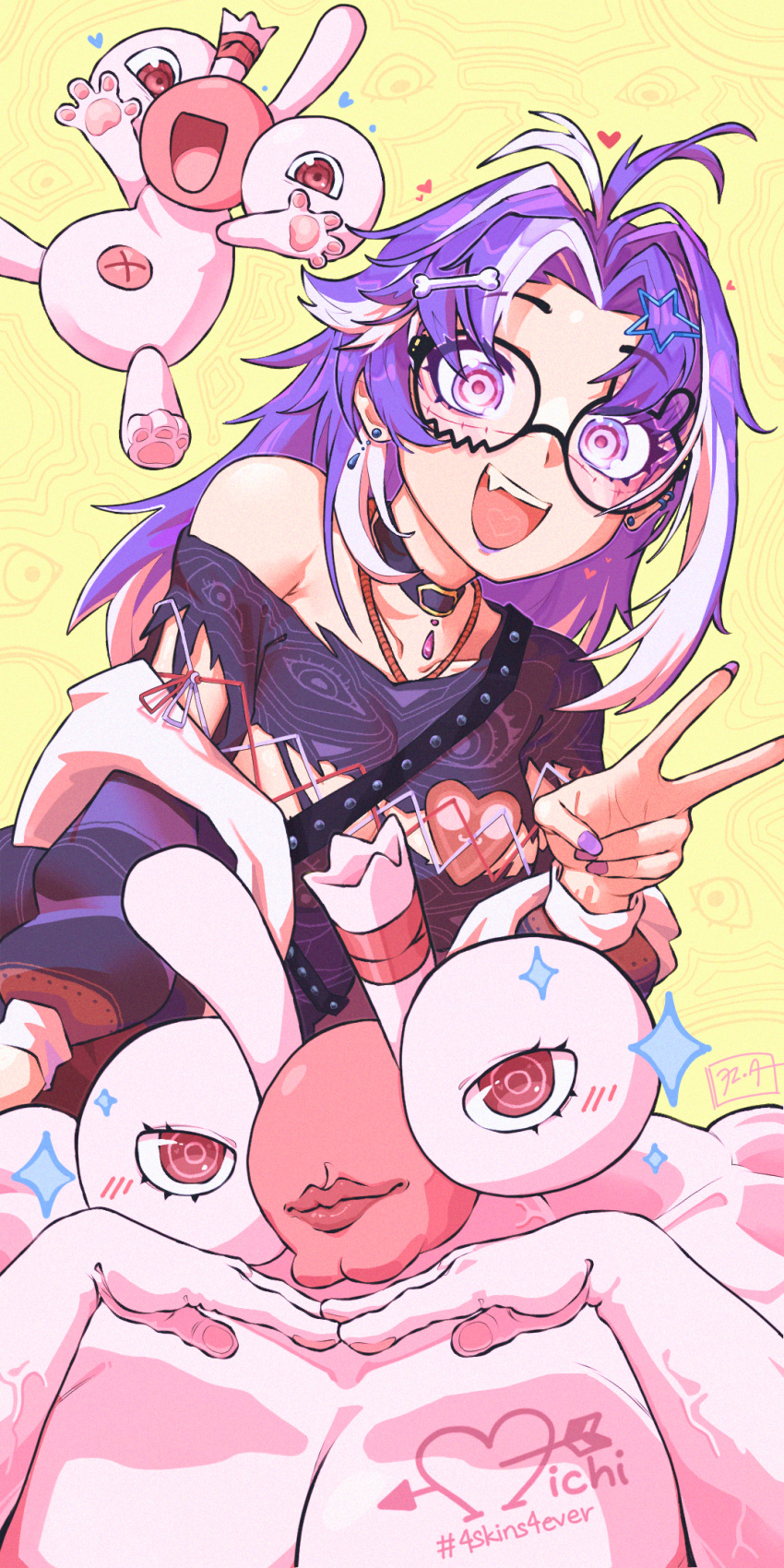 1girl, antenna_hair, artagoneztic, bone_hair_ornament, choker, collarbone, commentary, english_commentary