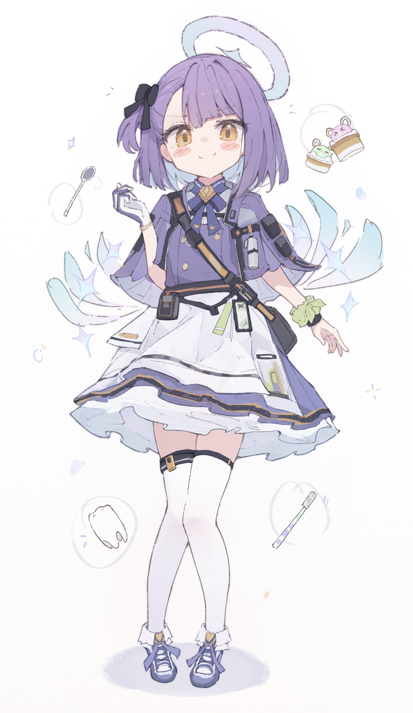 1girl, absurdres, apron, arknights, closed_mouth, creature, dress, full_body