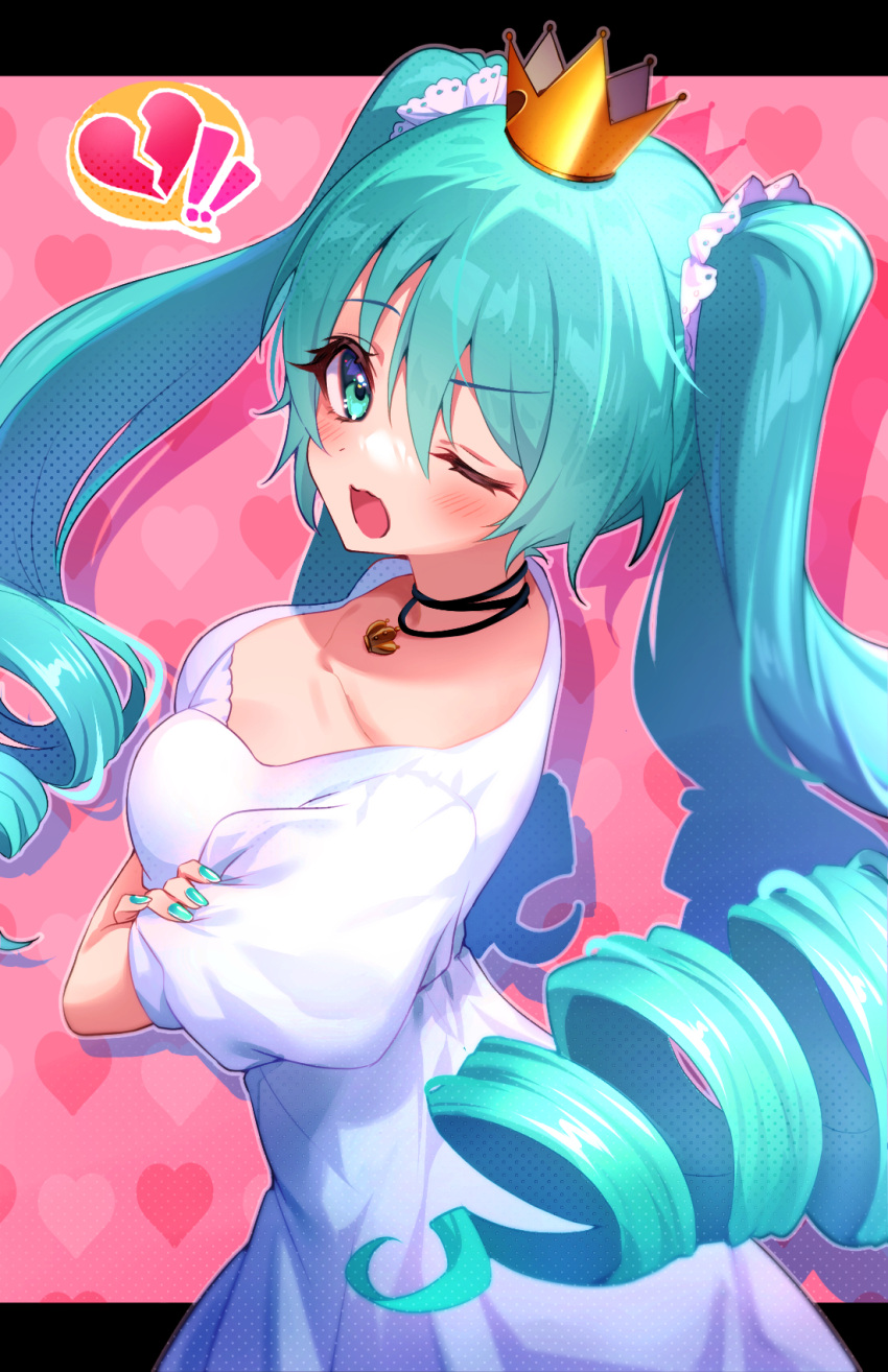 !, 1girl, aqua_eyes, aqua_hair, blue_eyes, blue_hair, blue_nails, blush