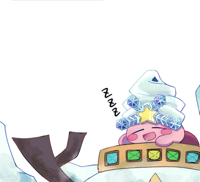 1boy, closed_eyes, copy_ability, detexted, drooling, highres, ice_kirby, kirby