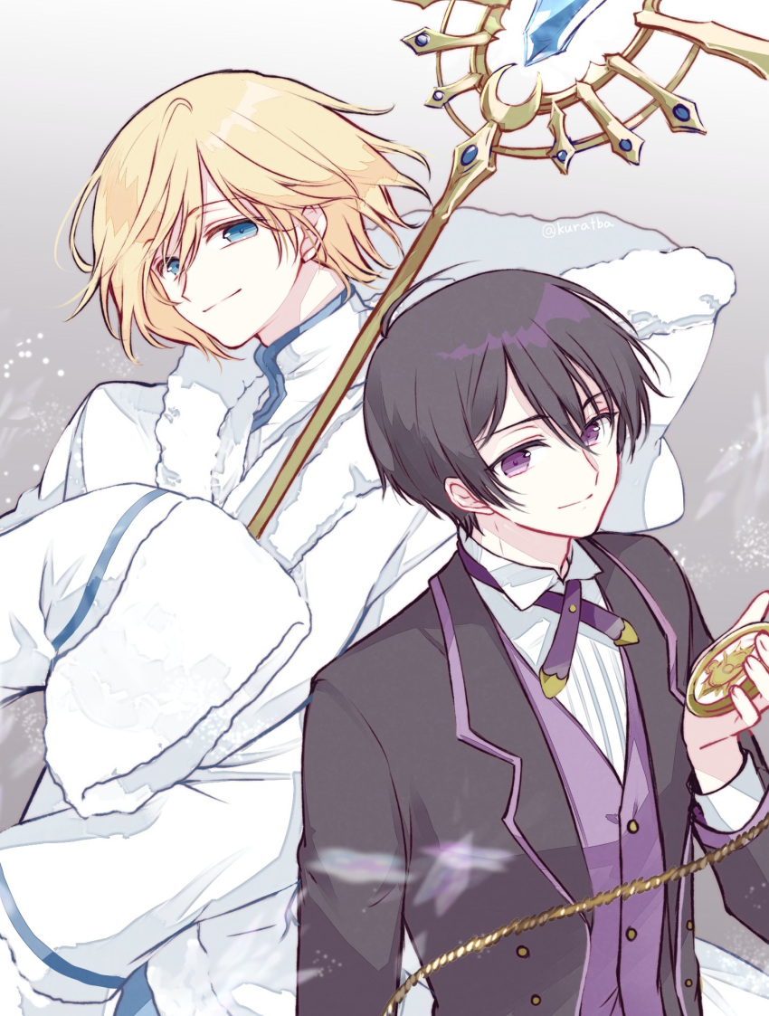 2boys, black_hair, black_jacket, blonde_hair, blue_eyes, blue_gemstone, cardcaptor_sakura, cardcaptor_sakura_clear_card_arc