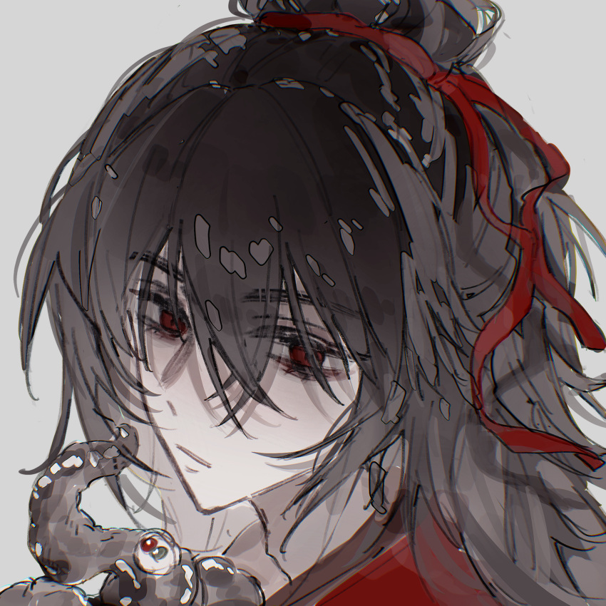 1boy, black_hair, chinese_clothes, chinese_commentary, closed_mouth, creature, dao_gui_yi_xian, hair_between_eyes