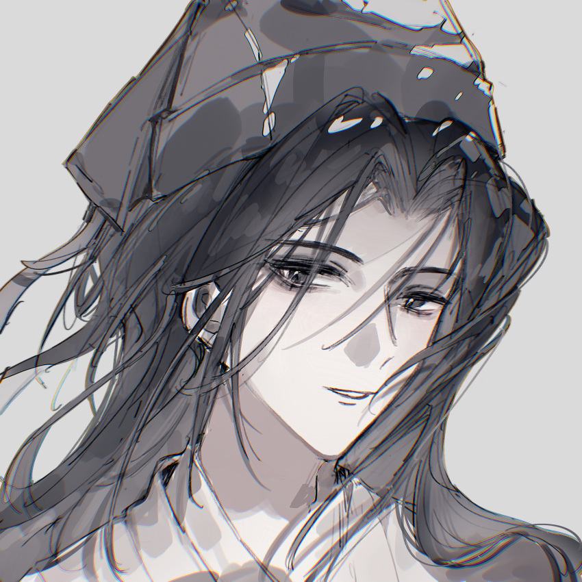 1boy, bishounen, black_eyes, black_hair, black_hat, chinese_clothes, chinese_commentary, dao_gui_yi_xian