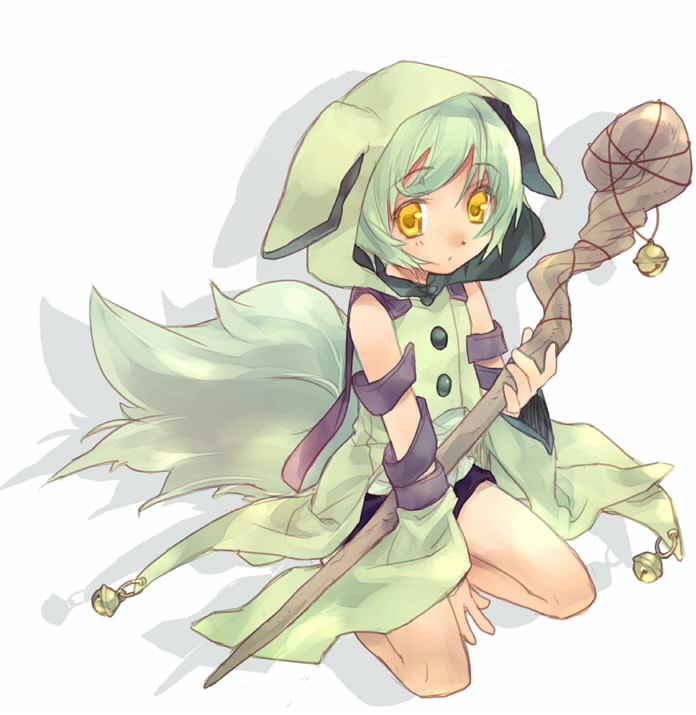 1boy, animal_hood, animal_nose, arm_belt, bell, brown_shorts, buttons, child