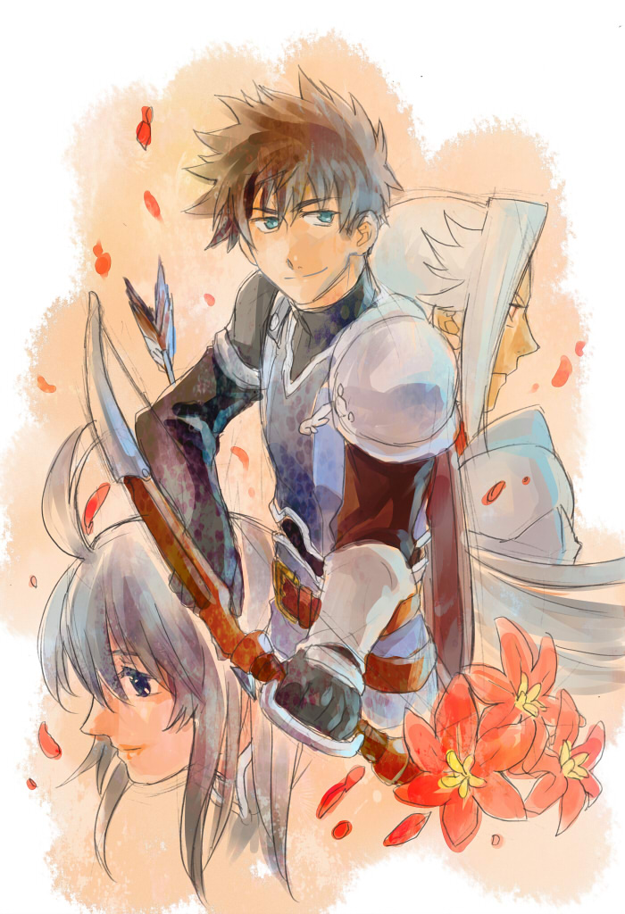 black_hair, bow_(weapon), casey_(tov), damuron_atomaisu, flower, housui_(g3hopes), long_hair, tales_of_(series)