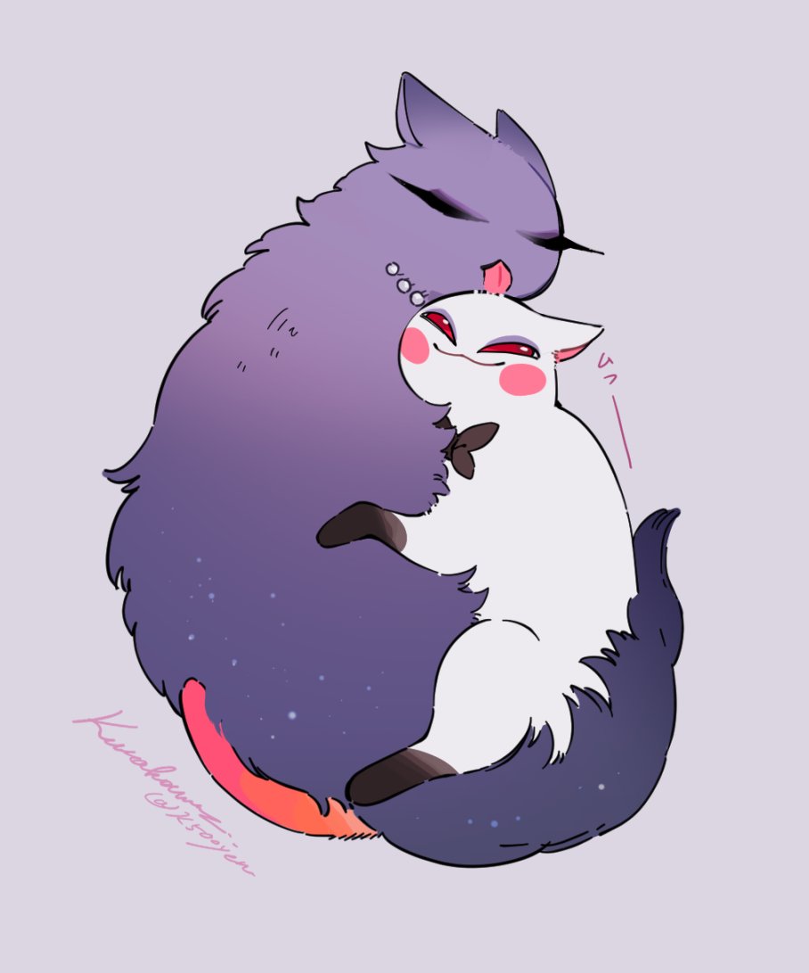 1boy, 1girl, animalization, blush_stickers, cat, commentary, couple, english_commentary