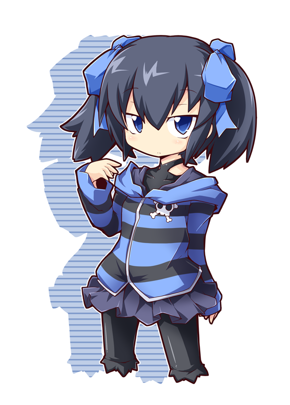 blue_eyes, character_request, danball_senki, female, hair_bow, hair_ribbon, hoodie, long_sleeves