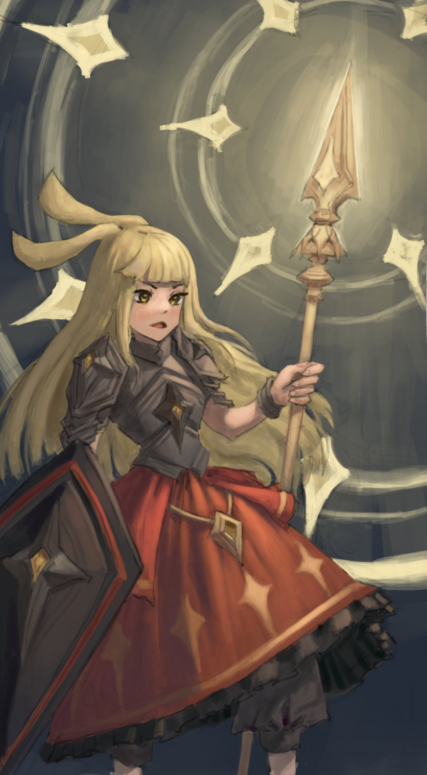 1girl, absurdres, aisleen_art, animal_ears, armor, blonde_hair, blunt_bangs, breastplate
