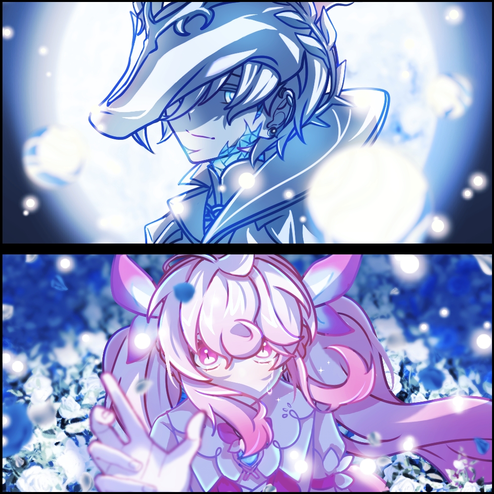 1boy, 1girl, ahoge, clofa, closed_mouth, commentary_request, crying, dress