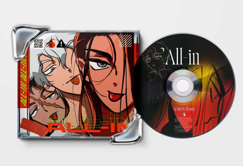 17ioxn, 2boys, 2girls, alien_stage, brown_hair, cd, cd_case, dark-skinned_female