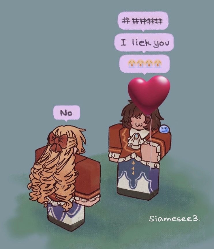 2girls, :3, balloon, blonde_hair, brown_hair, claire_francois, commentary, heart_balloon