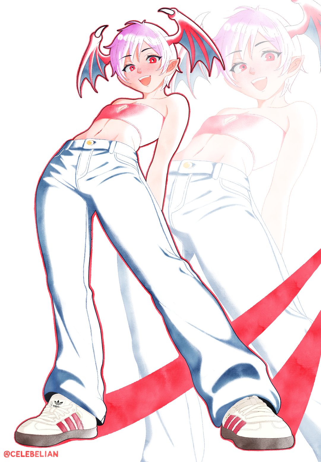 1girl, alternate_costume, bare_shoulders, bat_wings, breasts, capcom, celebelian, cleavage_cutout