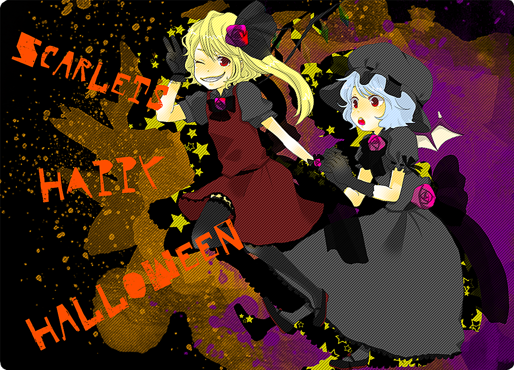 bad_id, flandre_scarlet, halloween, kan_(oceanchart), motw1130, remilia_scarlet, siblings, sisters, touhou