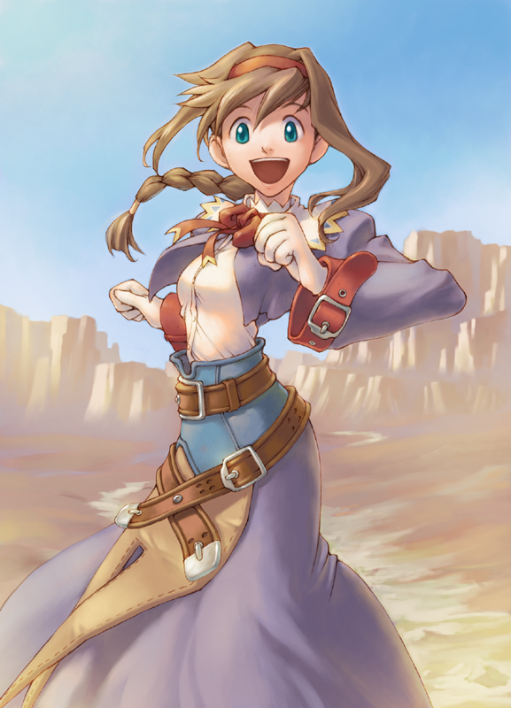 :d, :p, aqua_eyes, belt, bow, braid, brown_hair, canyon