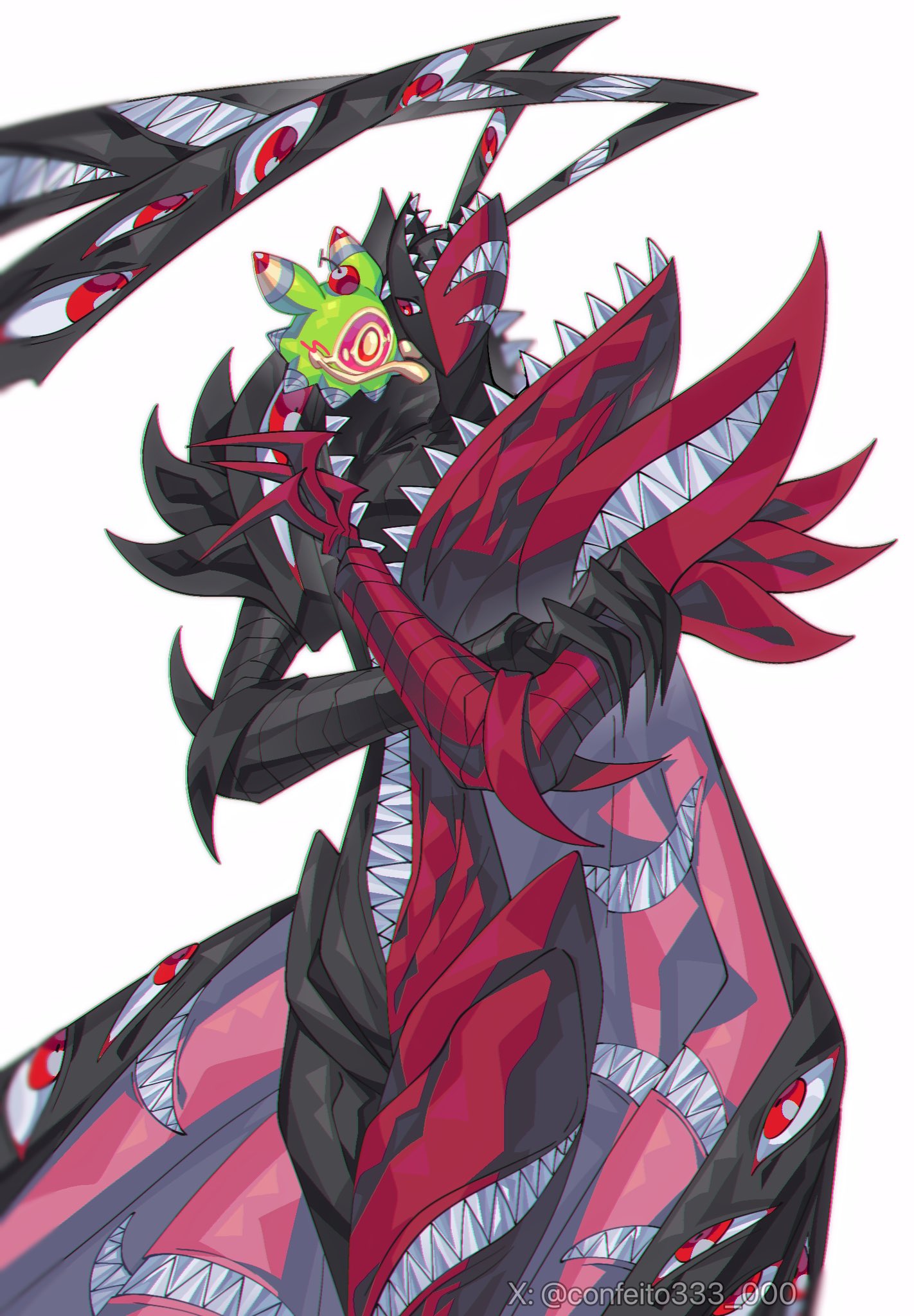 abbadomon, abbadomon_core, algomon, algomon_baby_ii, black_skin, colored_skin, commentary_request, confeito000_333
