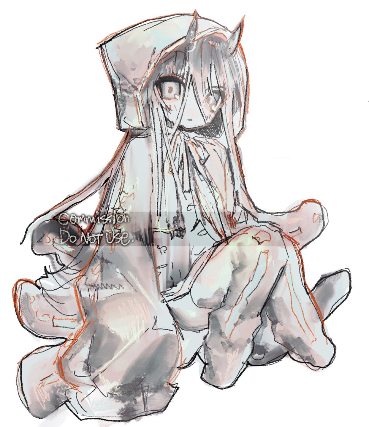 1girl, coat, commentary_request, full_body, grey_eyes, grey_hair, highres, hood
