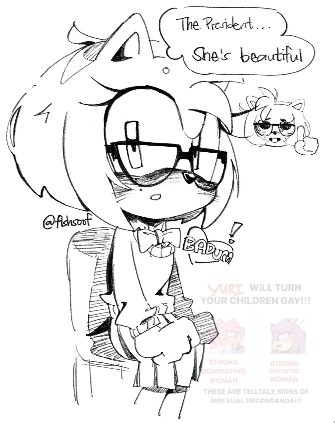 !, 1girl, amy_rose, blush, bow, bowtie, commentary, english_commentary