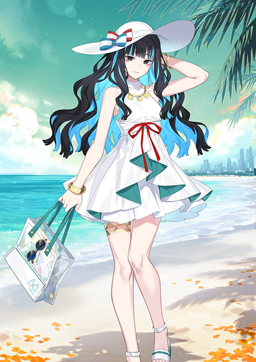 1girl, arm_at_side, arm_behind_head, arm_up, bag, bangle, bare_arms, bare_shoulders