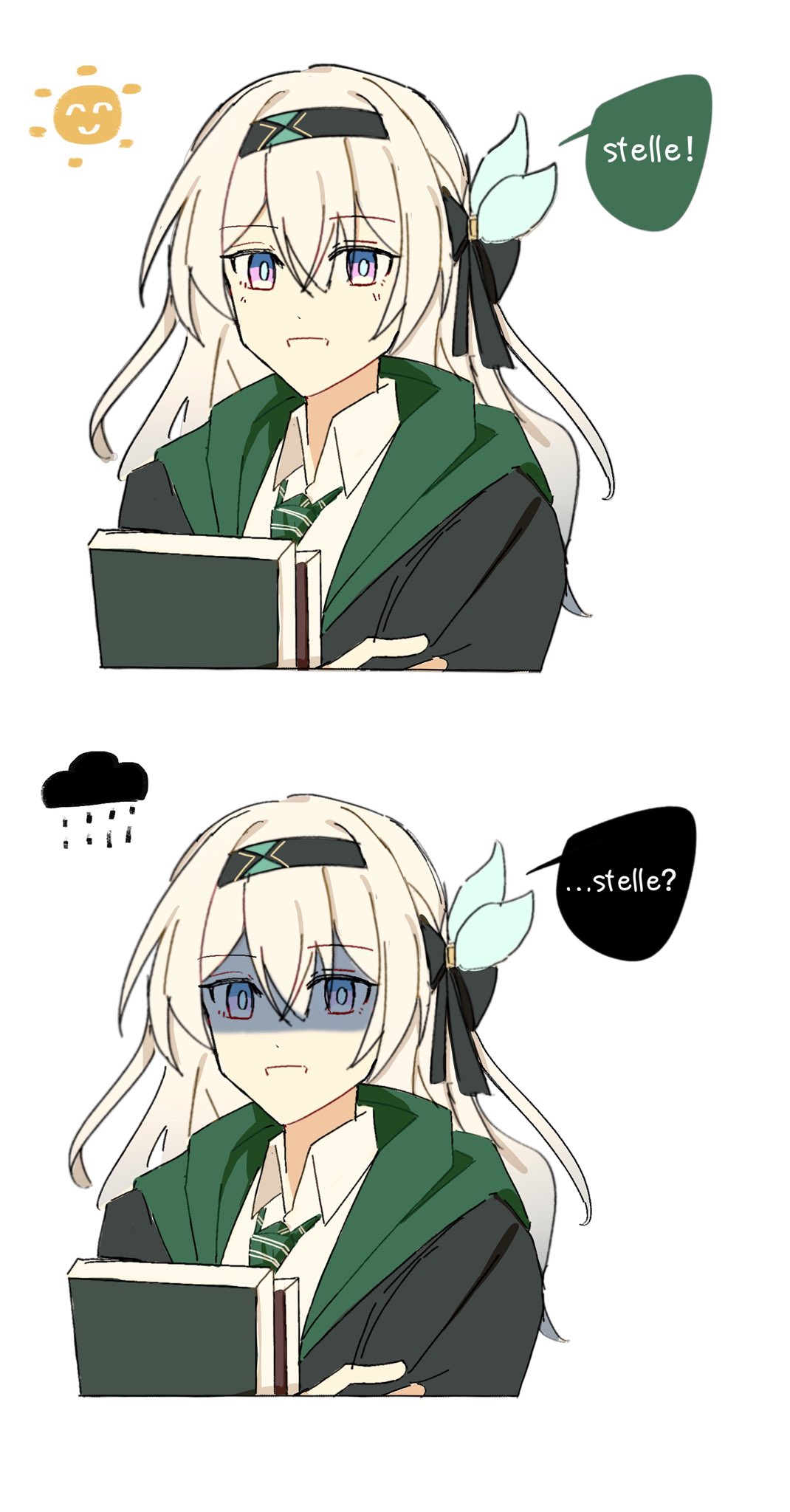1girl, beibc_eee, collared_shirt, english_text, firefly_(honkai:_star_rail), headband, highres, honkai:_star_rail