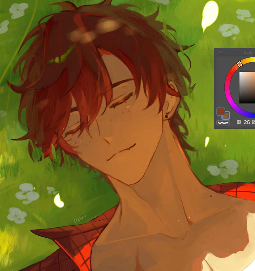 1boy, alex_(degrees_of_lewdity), alex_(male)_(degrees_of_lewdity), closed_eyes, color_wheel, defnotalvoo96, degrees_of_lewdity, grass