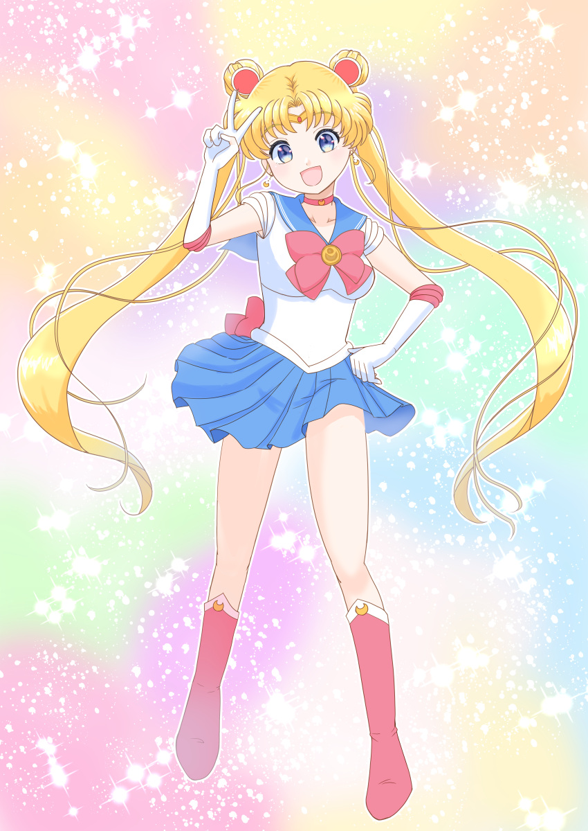 1girl, absurdres, bishoujo_senshi_sailor_moon, blonde_hair, blue_eyes, blue_sailor_collar, bow, choker