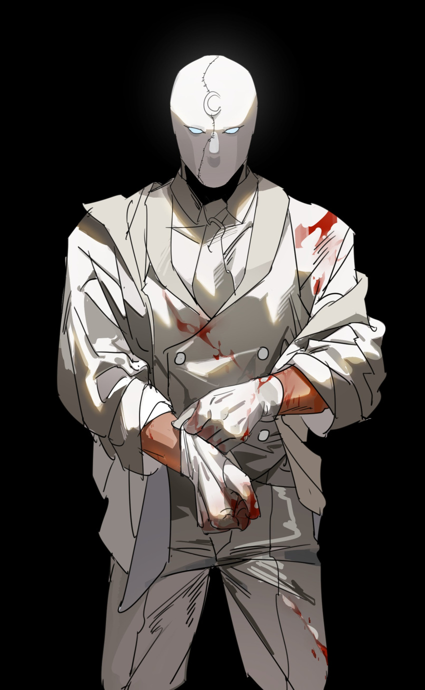 1boy, absurdres, artist_name, blood, blood_on_clothes, buttons, collared_shirt, cowboy_shot